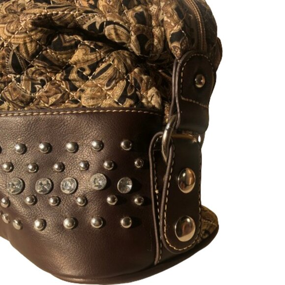 Rustic Couture medium maximalist  studs quilted handbag satchel bag - Picture 6 of 16